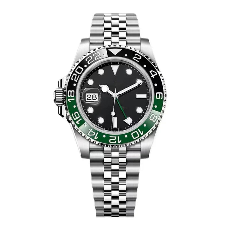 GMT Traveller 40 – Black Dial | Stainless Steel Jubilee Bracelet & Black-Green Ceramic Bezel