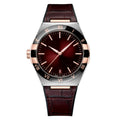 Integrated Signature 41 – Burgundy Sunburst Dial | Steel & Rose Gold Tone Case & Black Ceramic Bezel & Leather Strap