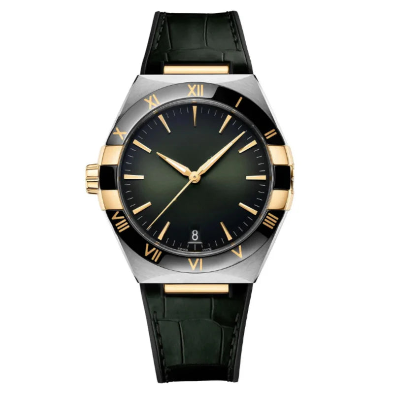 Integrated Sport 41 – Green Gradient Dial | Steel & Gold Tone Case & Black-Green Bezel & Leather Strap