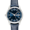 Annual Calendar Global 41 – Blue World Map Dial | Steel Case & Blue Leather Strap