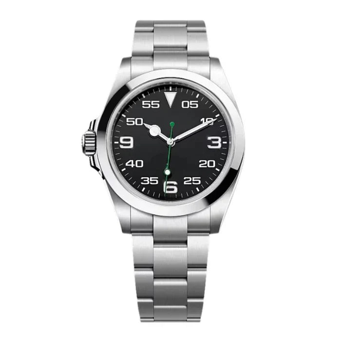 Pilot 40 – Black Dial | Steel Bracelet & Smooth Bezel