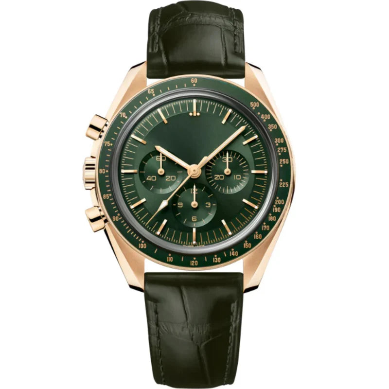 Professional Chronograph 42 – Green Dial | Gold Tone Case & Tachymeter Bezel