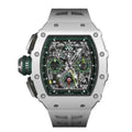 Skeleton Chronograph 44 – Openworked Dial with Green Accents | White Case & White Rubber Strap