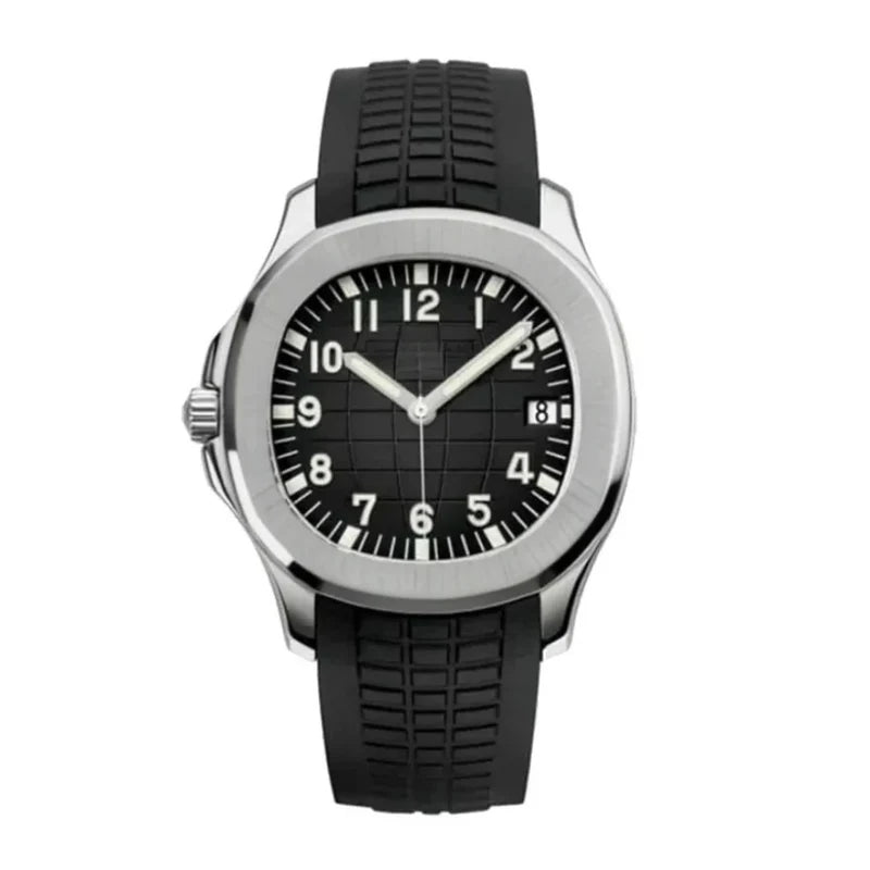 Sport Travel 40 – Black Embossed Dial | Steel Case & Black Rubber Strap & Dual-Time Display