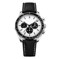 Chronograph 42 – White Dial with Blue Accents | Steel Case & Blue Fabric Strap & Tachymeter Bezel