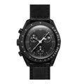 Chronograph phase 42 – Black Dial | Black Case & Black Strap & Tachymeter Bezel