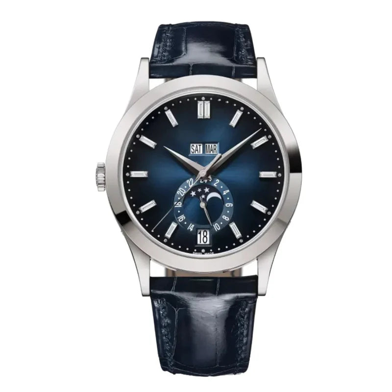Annual Calendar 38 – Grey Dial | Silver Tone Case & Black Leather Strap