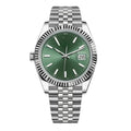 Classic Date 41 – Green Sunburst Dial | Stainless Steel Jubilee Bracelet & Fluted Bezel