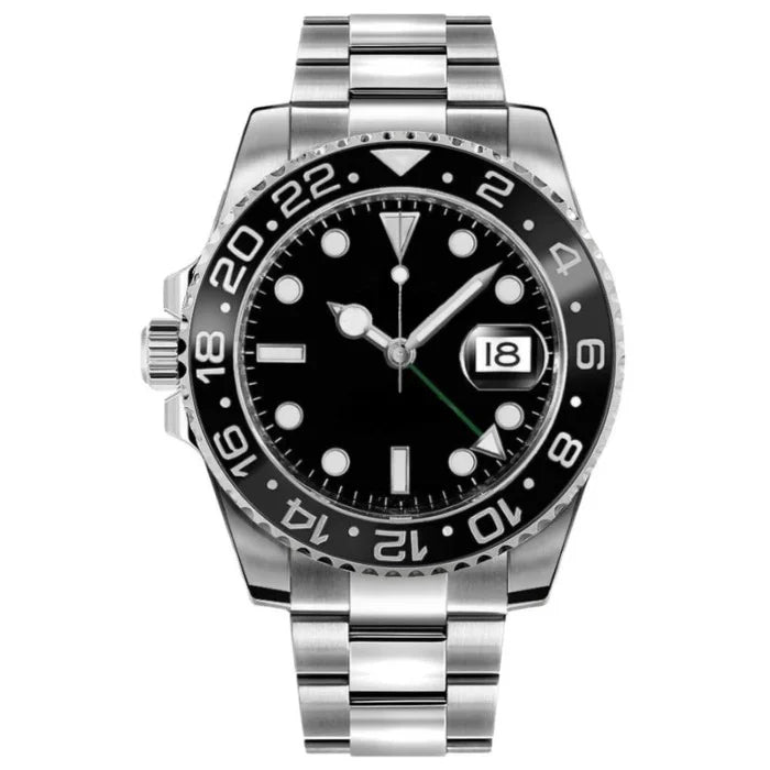 Dual Time 40 – Black Dial | Steel Bracelet & Black Ceramic 24H Bezel