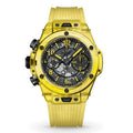 Fusion Chronograph 42 – Black Skeleton Dial | Yellow Sapphire Case & Black Rubber Strap