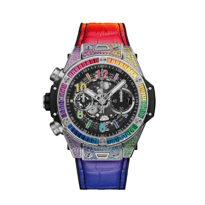 Fusion Chronograph 44 – Black Skeleton Dial | Titanium Case & Black Rubber Strap