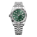 Global Traveller 42 – Green Sunburst Dial | Stainless Steel Jubilee Bracelet & Fluted Bezel