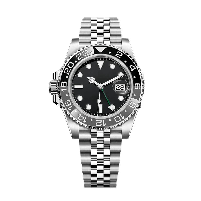 GMT Explorer 40 – Black & Grey Dial | Stainless Steel Jubilee Bracelet & Dual-Tone Ceramic Bezel